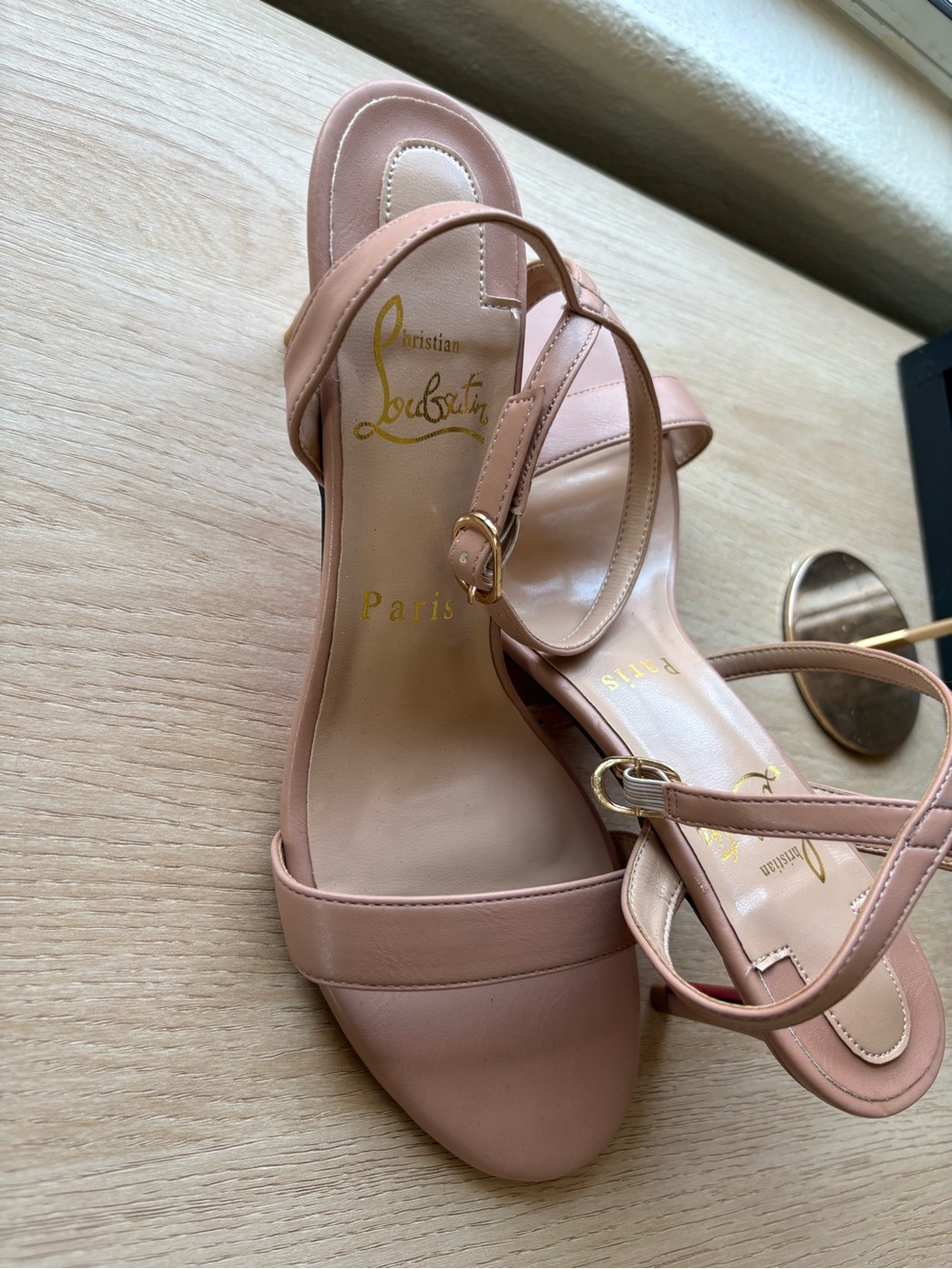 Blush Pink Leather Strappy Sandals
